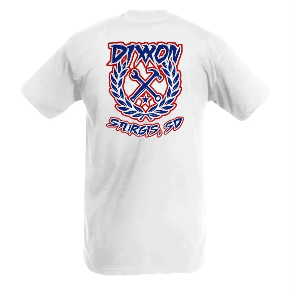 Dixxon Flannel Sturgis USA Sketchy Crest Mens Large Cotton T Shirt  White New